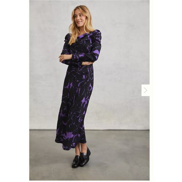 Hope for Flowers Tracy Reese Anthro Bailey Purple Dark Romantic Maxi Dress L - Picture 1 of 13